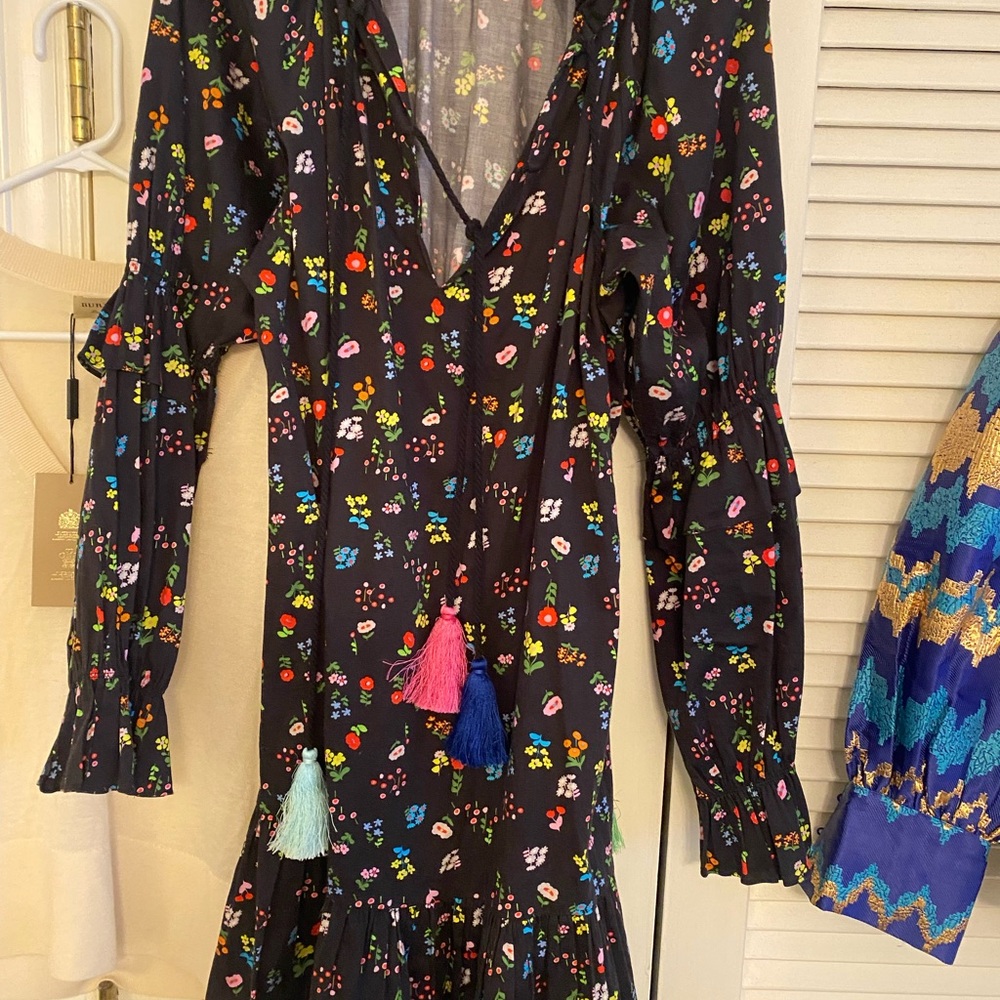 Cynthia Rowley Black Dress with Vibrant Floral Design
